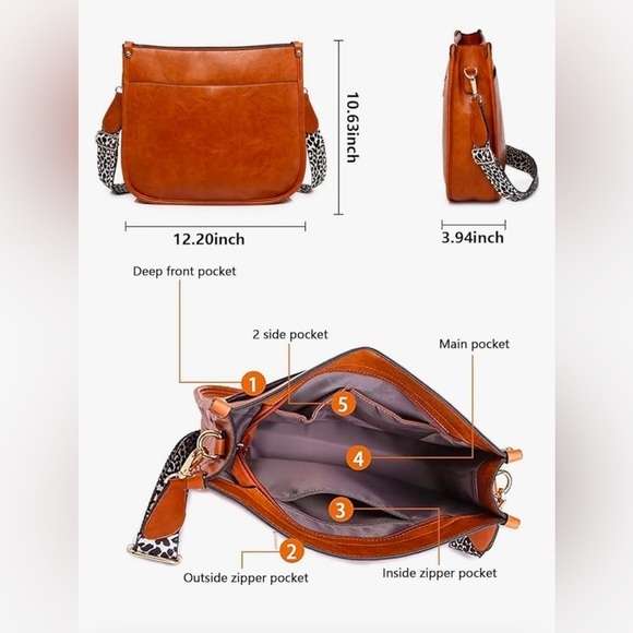 Vegan leather Crossbody bag with 2 straps - Picture 7 of 7